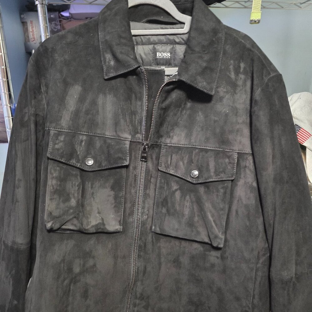hugo boss suede jacket black gorgous medium